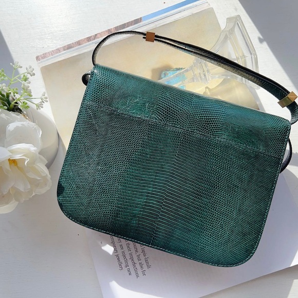 Celine Lizard Medium Classic Box Flap Bag Dark Green - Picture 3 of 7